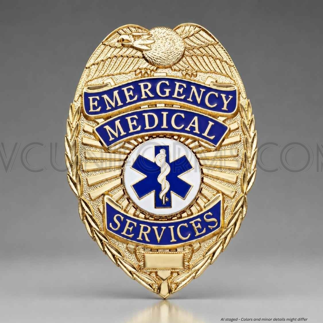 Watermarked - First Class Gold EMT Shield Badge - Emergency Medical | BA24