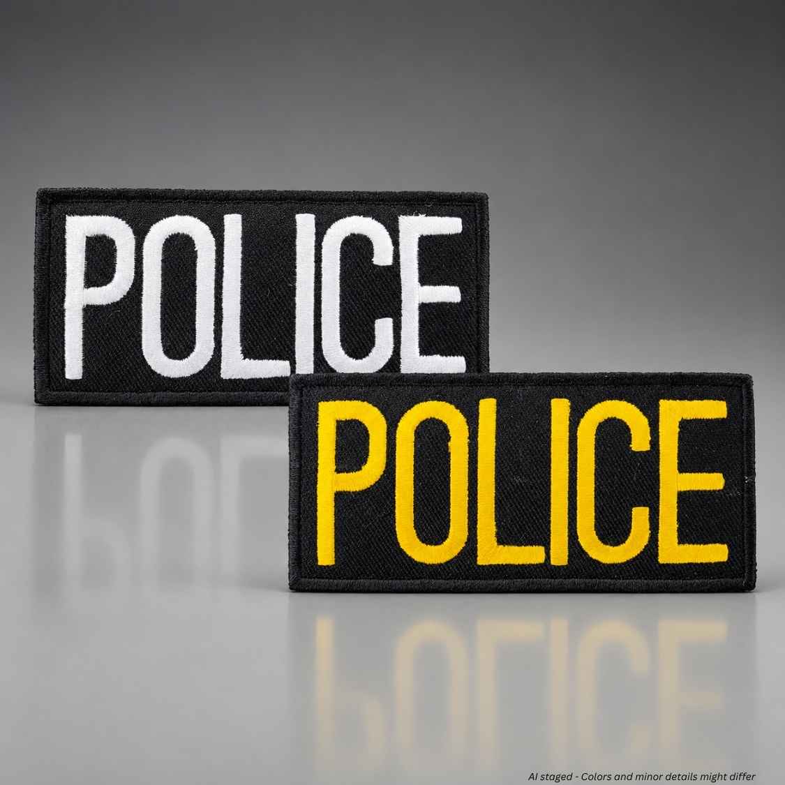 First Class POLICE Chest Emblem Patch 4″ x 2″ | White or Gold - WCUniforms