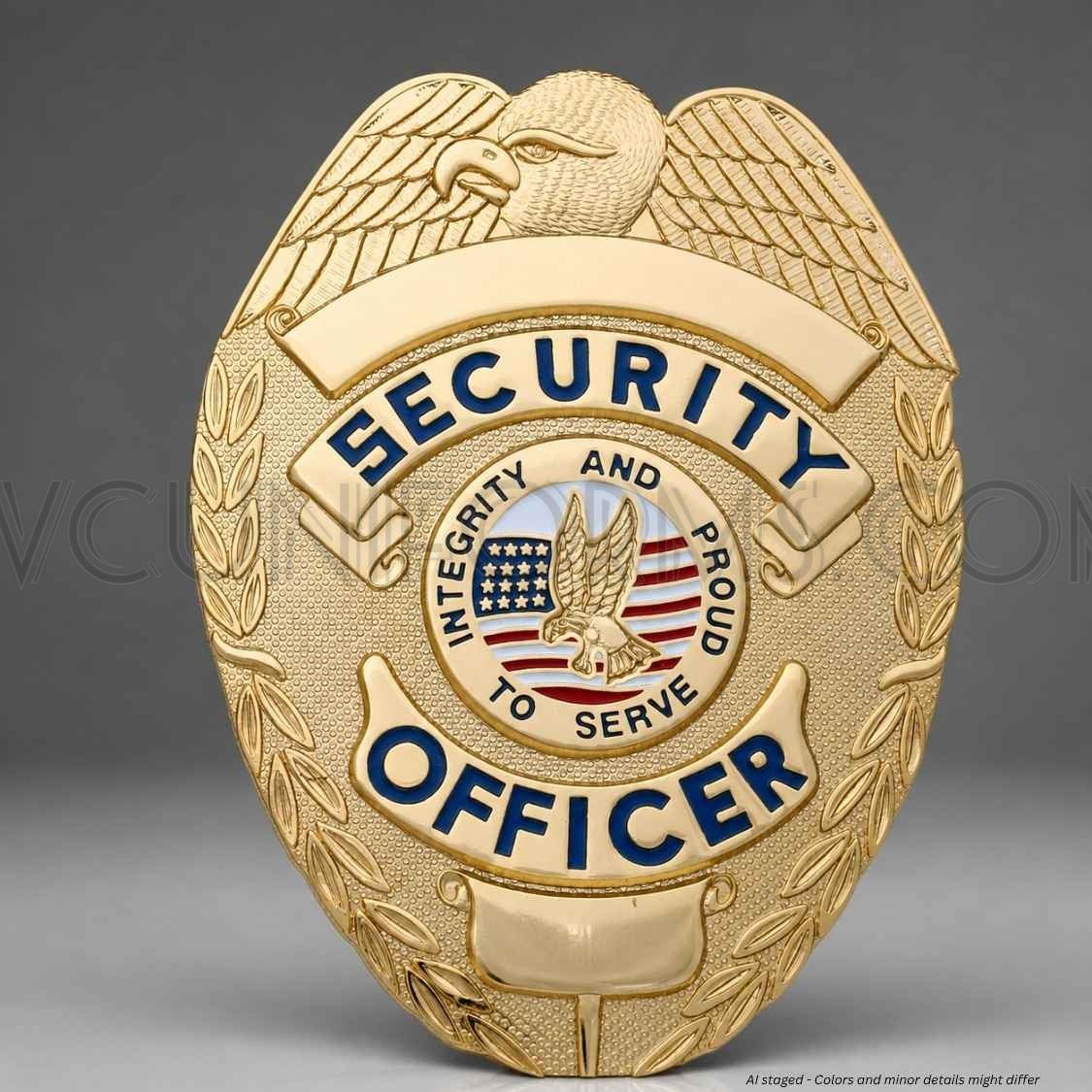 Watermarked - First Class Security Officer Gold Shield Badge | BA08