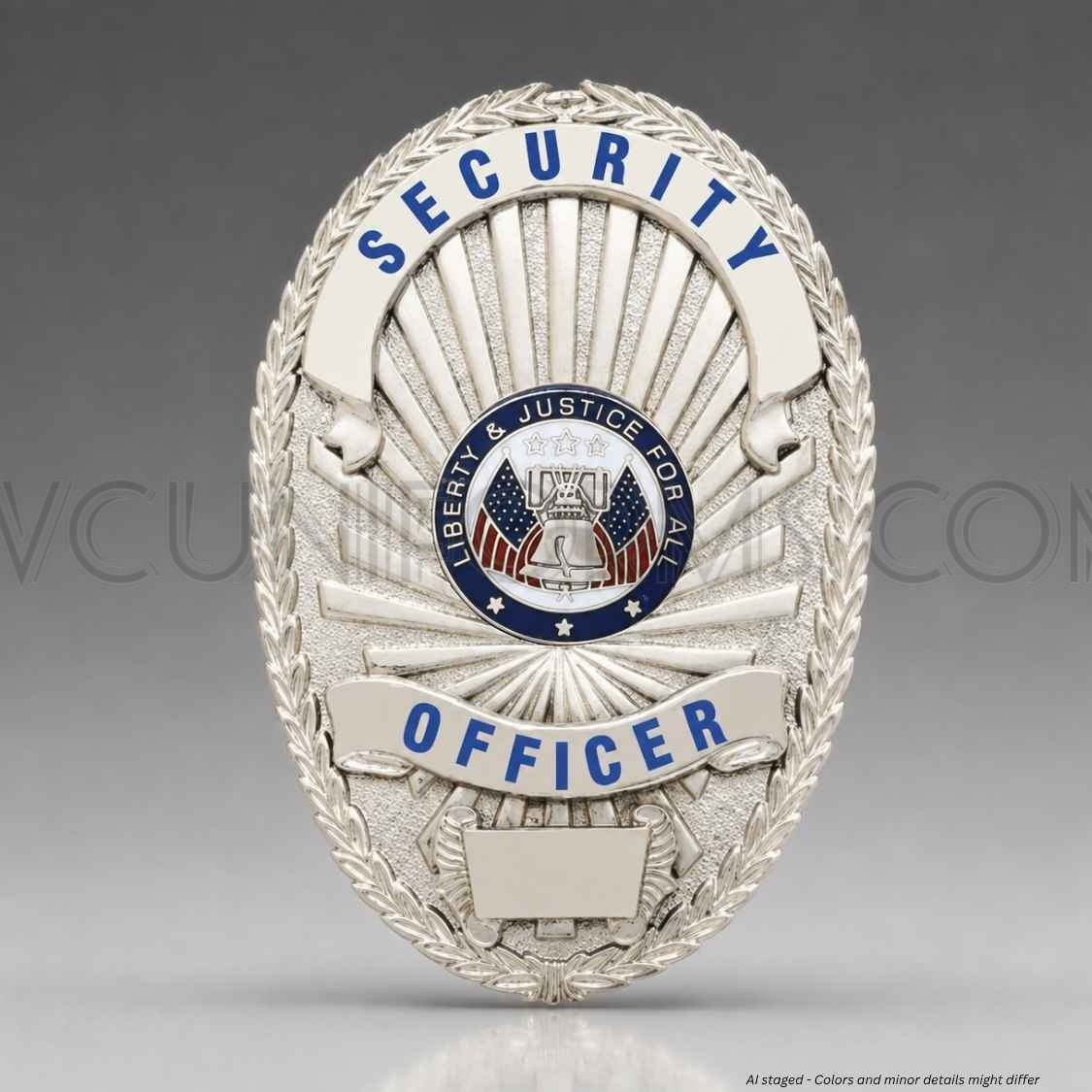 Watermarked - First Class Security Officer Silver Shield Badge BA17