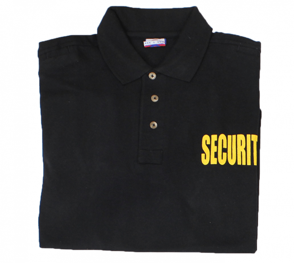 SECURITY Tactical Polo Shirt Poly/Cotton – Black with Gold ID, S -