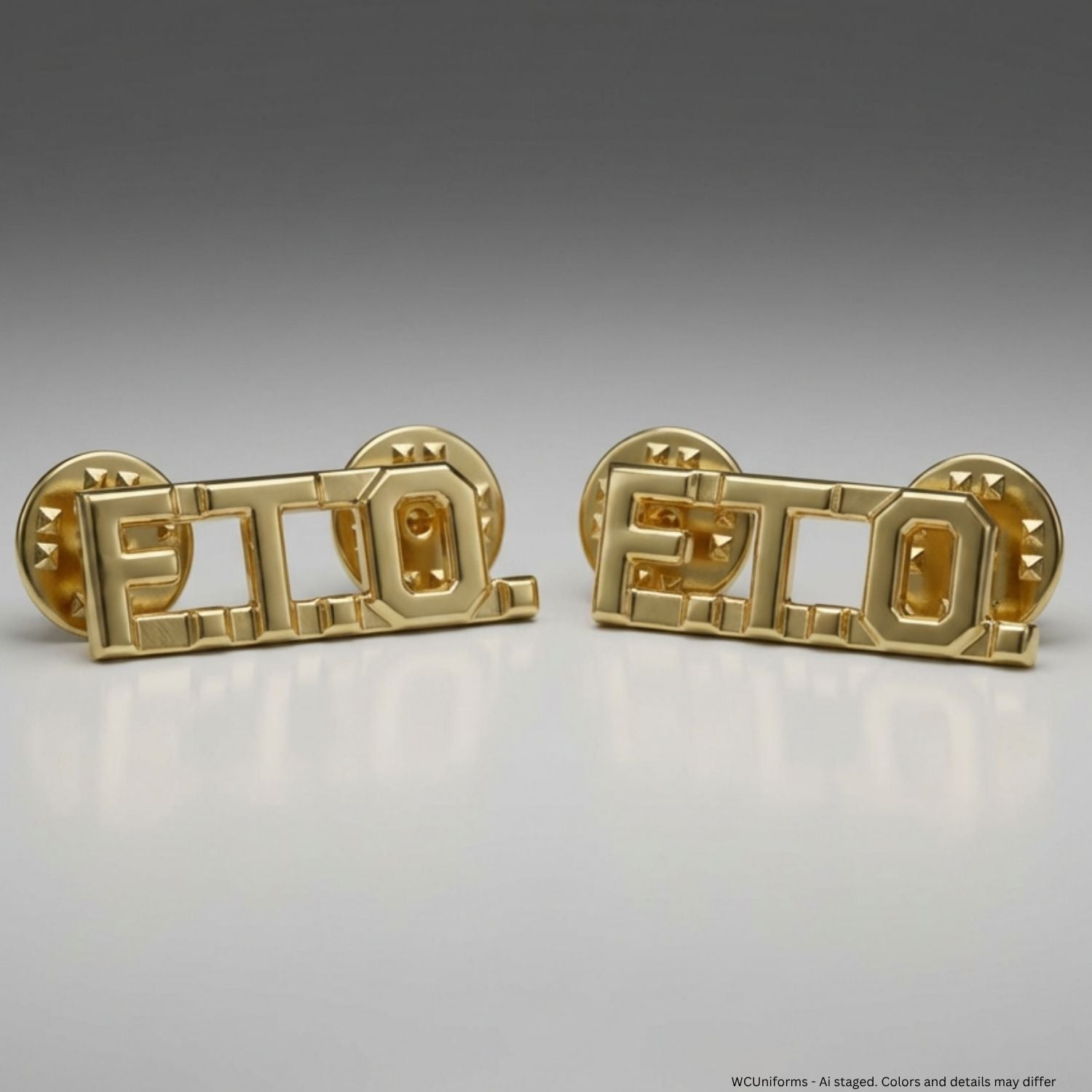 First Class Uniforms FTO Collar Pins in gold, gold plated Field Training Officer rank insignia pair
