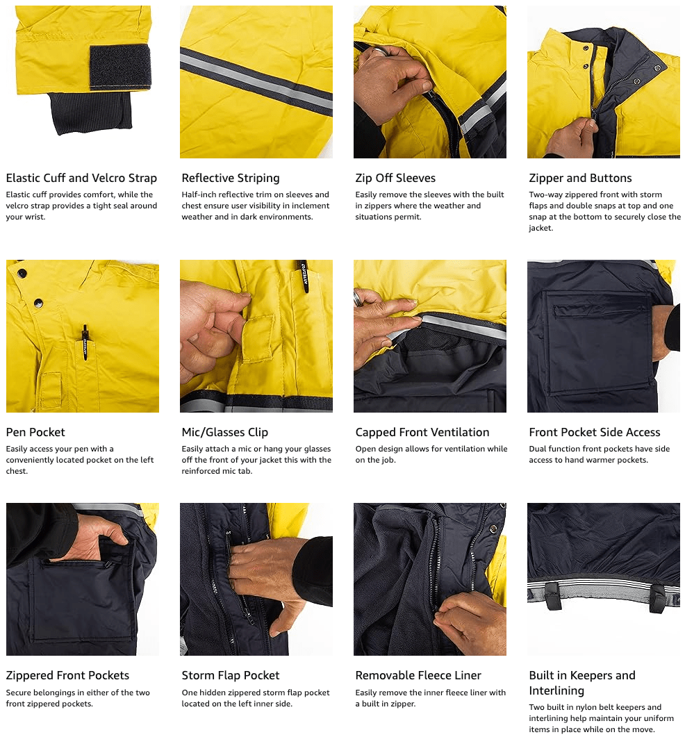 First Class Waterproof Zip-Off Sleeve Bike Patrol Jacket with Removable Liner - WCUniforms