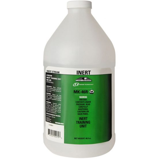 White bottle with green label on a white background