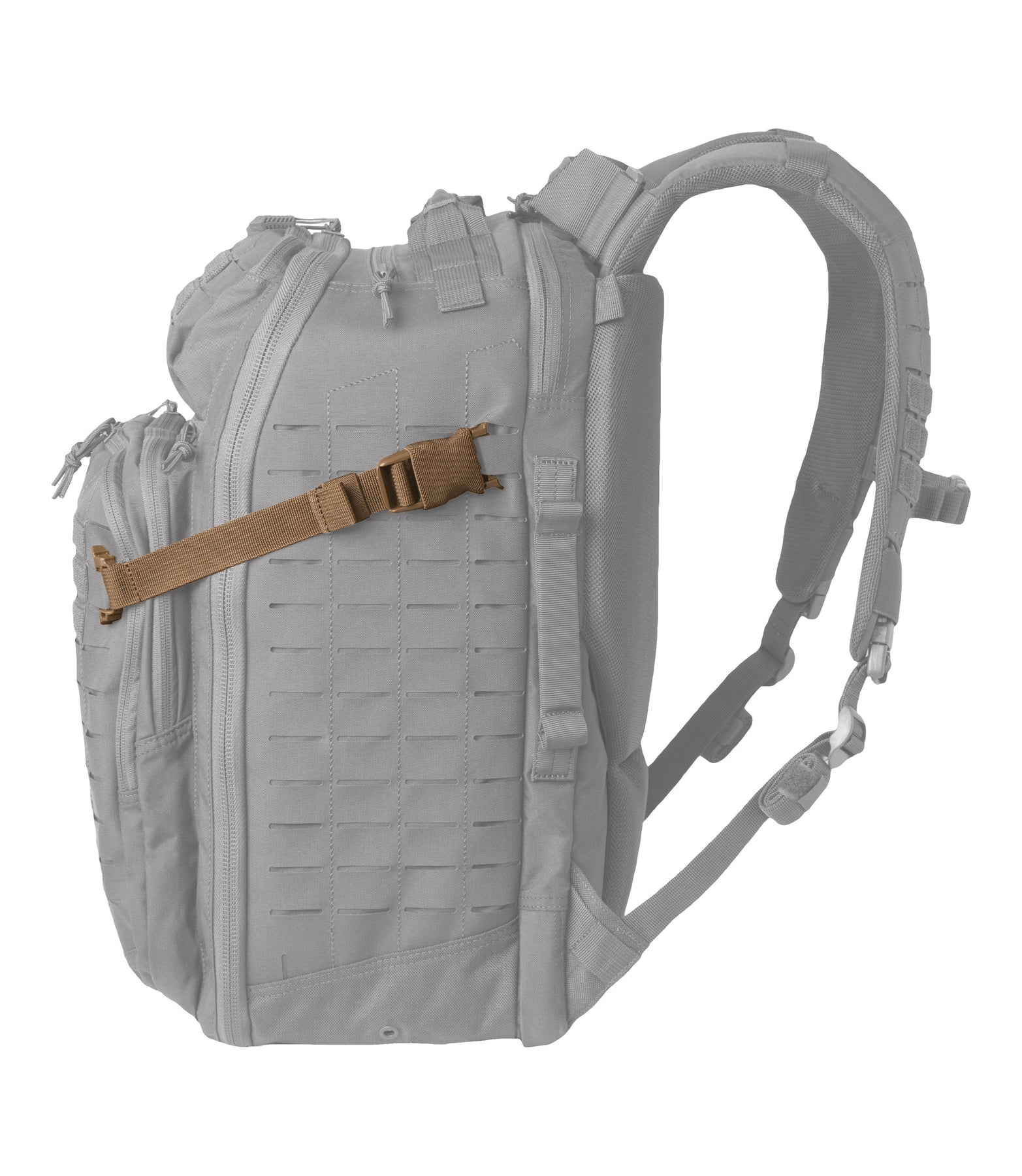 First Tactical Compression ACC Strap enhancing pack with adjustable buckle for personalized fit and optimal comfort.