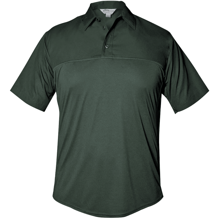 Flying Cross FX STAT Men's Short Sleeve Hybrid Uniform Shirt in O.D. Green, front view on white background
