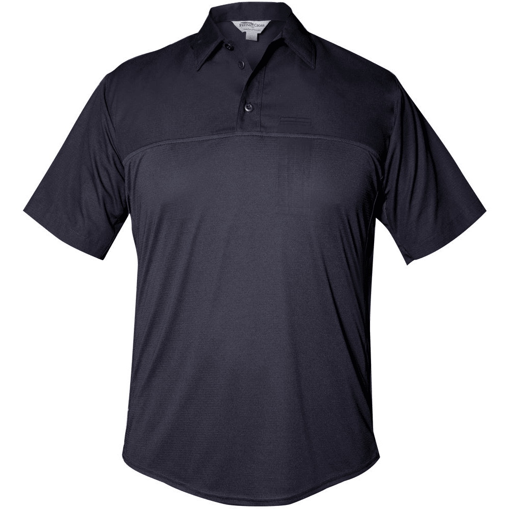 Flying Cross FX STAT Men's Short Sleeve Hybrid Uniform Shirt in LAPD Midnight Navy, front view on white background