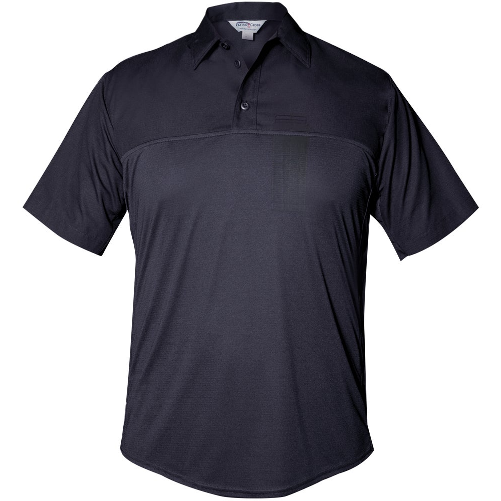 Flying Cross FX STAT Men's Short Sleeve Hybrid Uniform Shirt in LAPD Midnight Navy, front view on white background