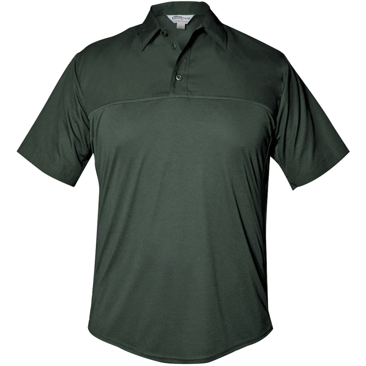 Flying Cross FX STAT Men's Short Sleeve Hybrid Uniform Shirt in O.D. Green, front view on white background