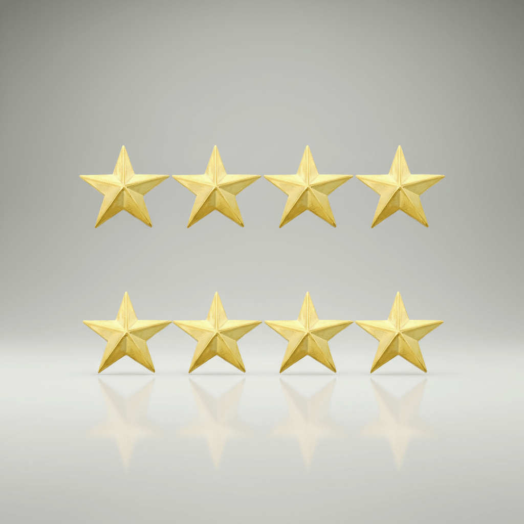 Four gold stars on a gray background