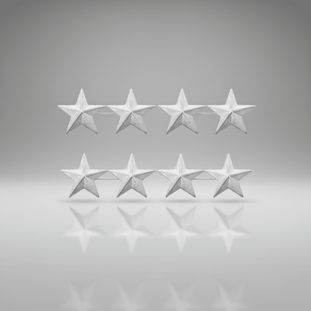 Four silver stars on a gray background