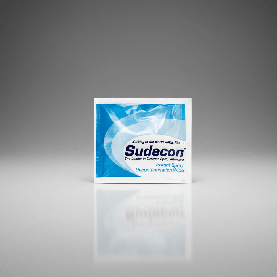 Sudecon packaging on a reflective surface with a gray gradient background