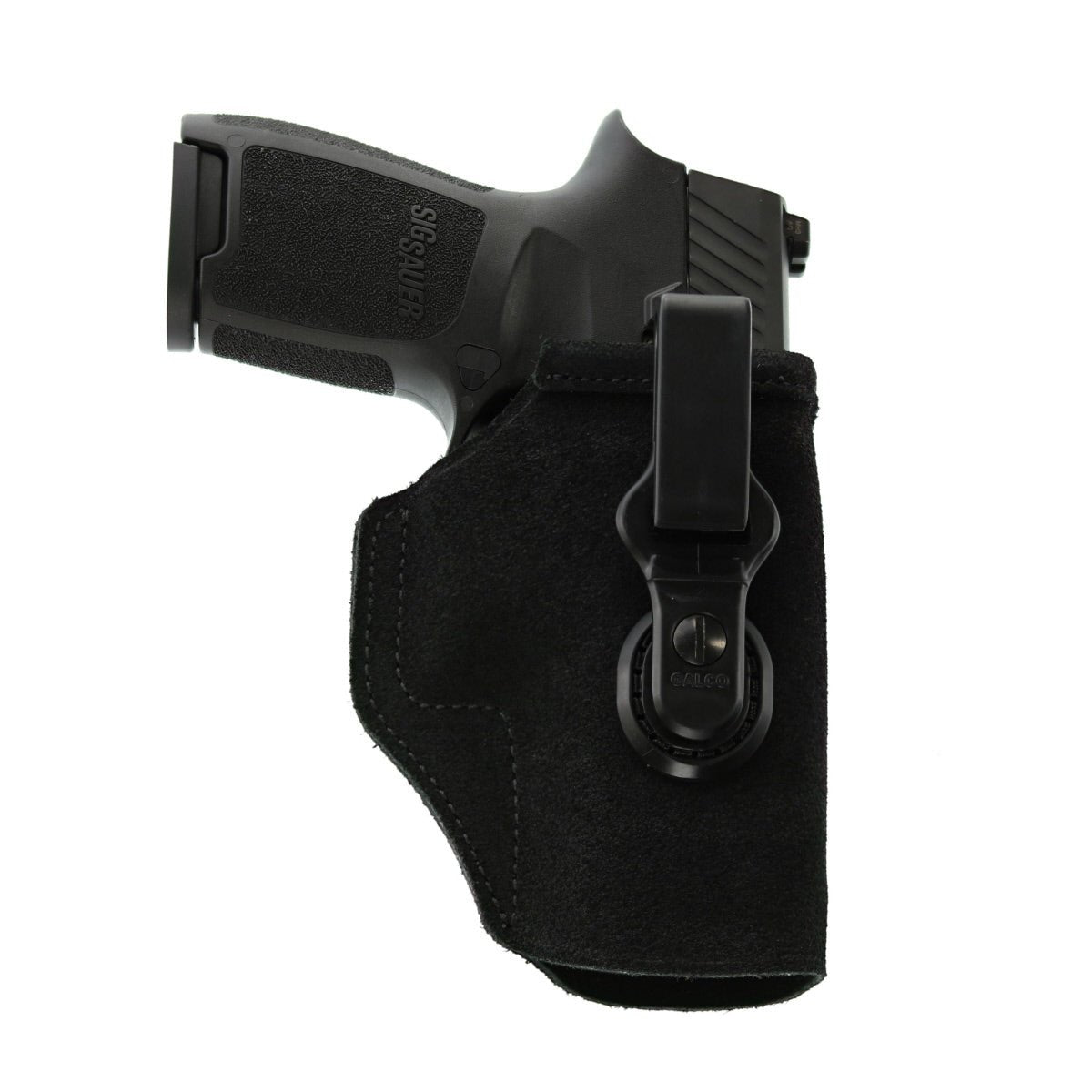 Sig Sauer handgun in Galco Tuck-N-Go 2.0 inside the pant holster, featuring a secure clip and sleek design.