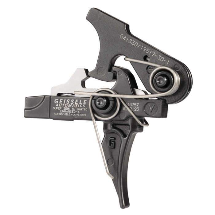 Geissele Automatics SSA-E X trigger with Lightning Bow design, showcasing advanced Nanocoated components.
