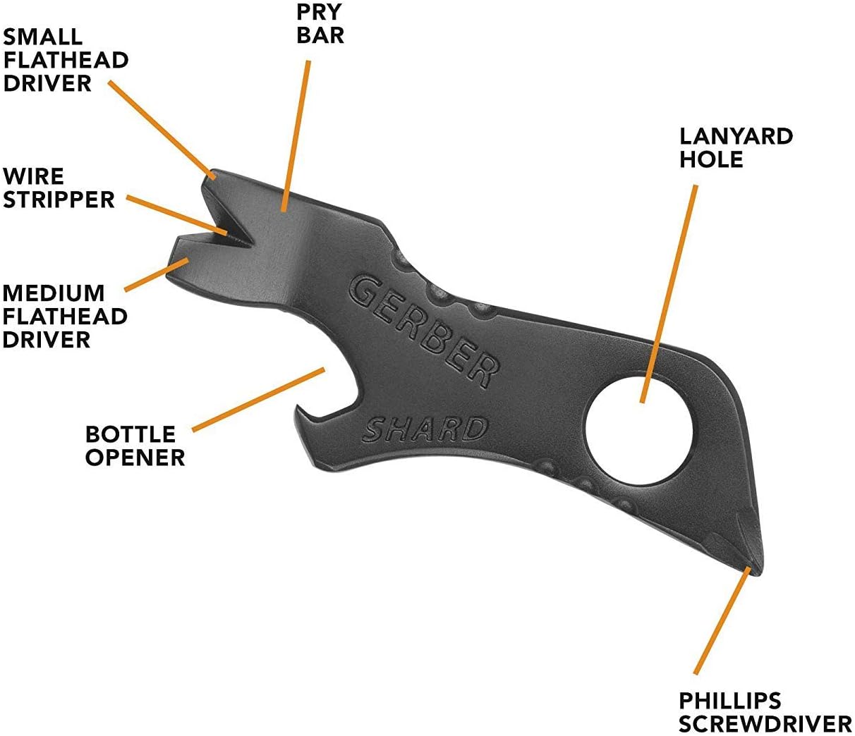 Gerber Shard Keychain Multitool 7-in-1 Black 31-002965 - WCUniforms