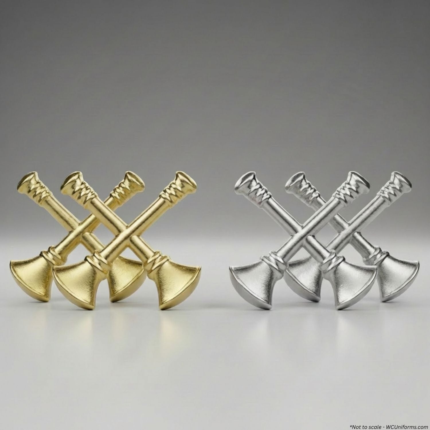 Gold and Silver Crossed Fire Captain Bugle Collar Pins - Pair - WCUniforms