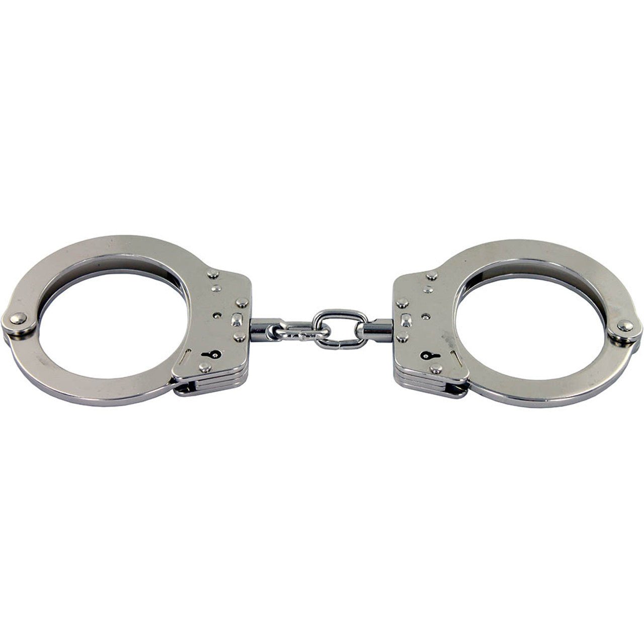 Hiatt 2010-HD Nickel Chain Handcuffs with Double Key Hole 1189171 - WCUniforms