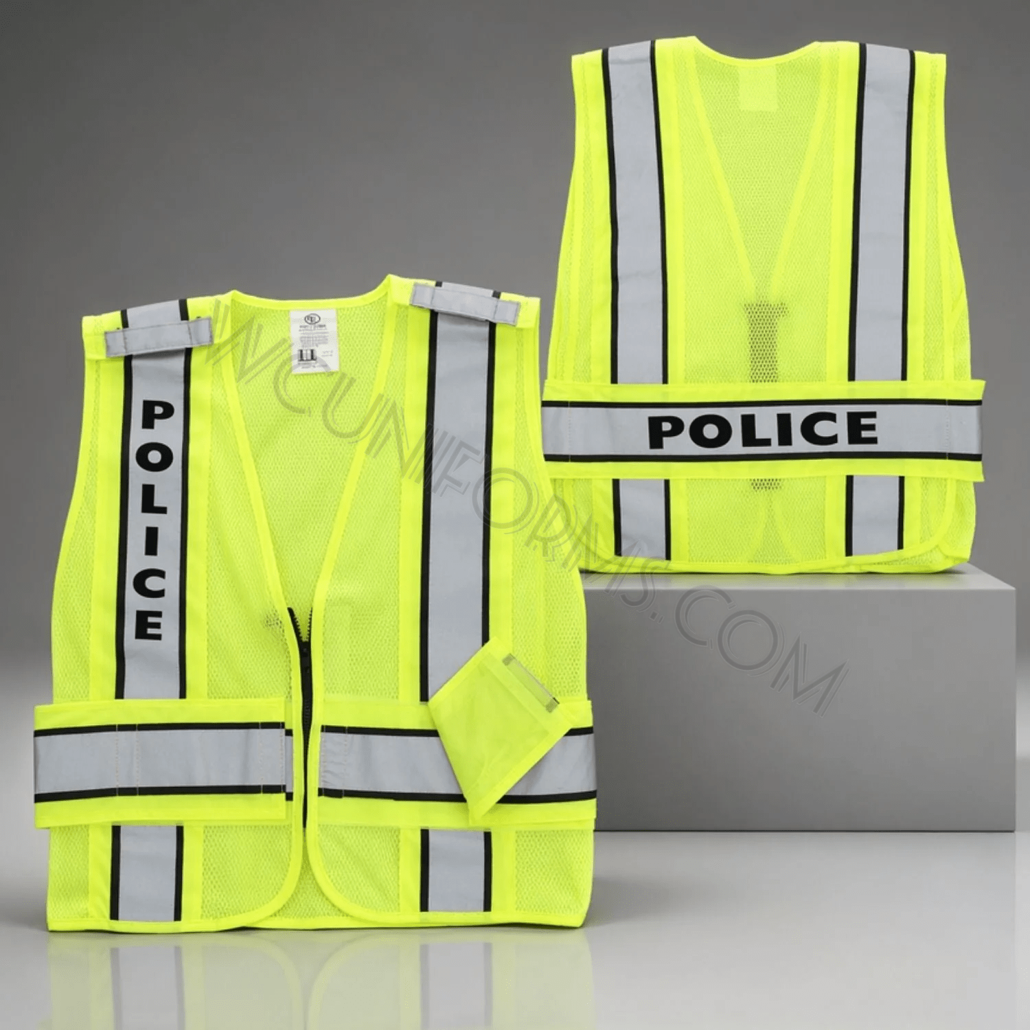 Watermarked - High-Visibility Reflective Duty Vests - Police, Traffic Control, Sheriff, Security, or Plain