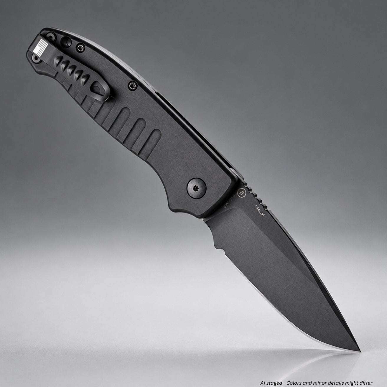 Hogue Ballista I automatic folding knife 64130, black Cerakote drop point blade and matte black fluted aluminum handle