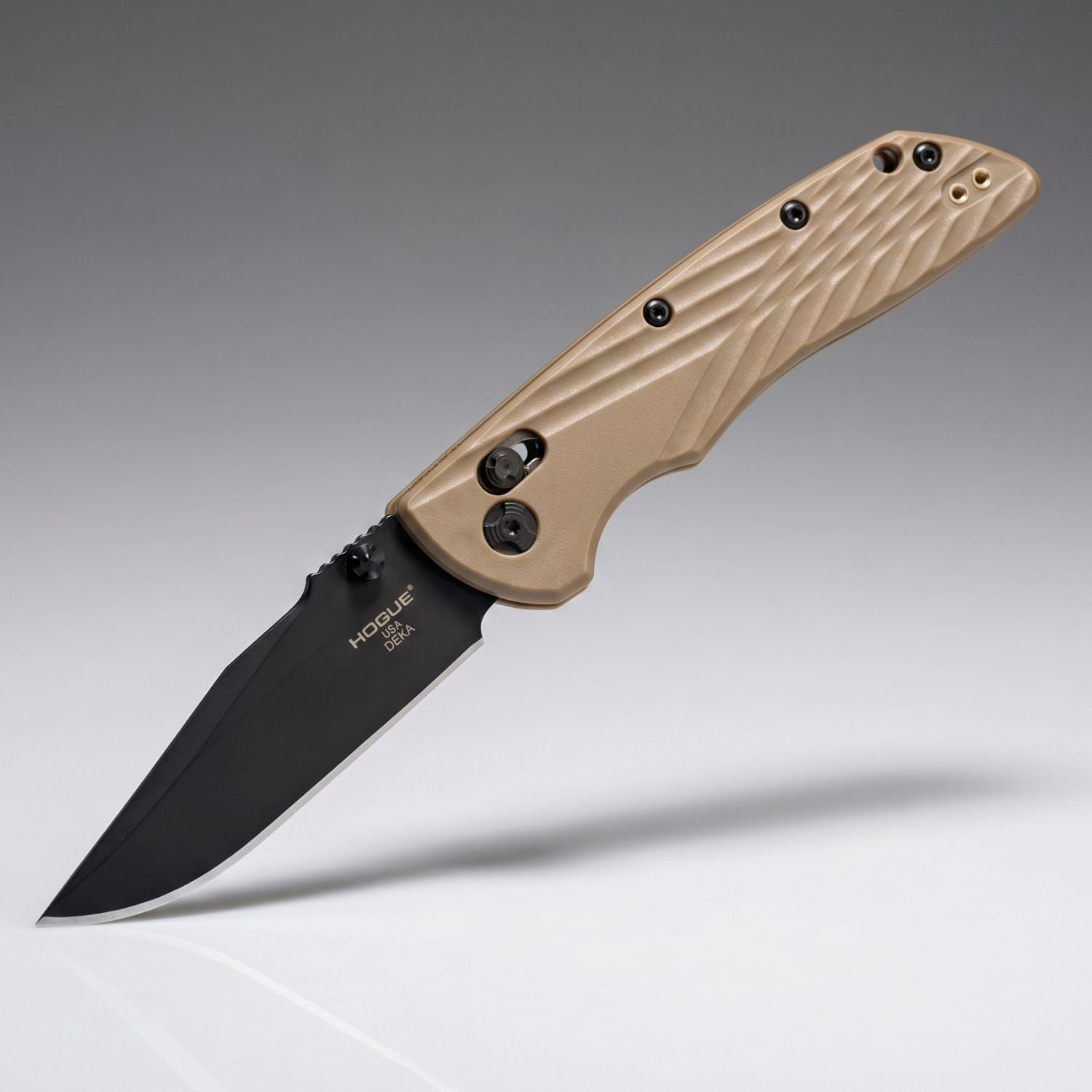 Hogue Deka 24377 folding knife, flat dark earth handle with black Cerakote blade