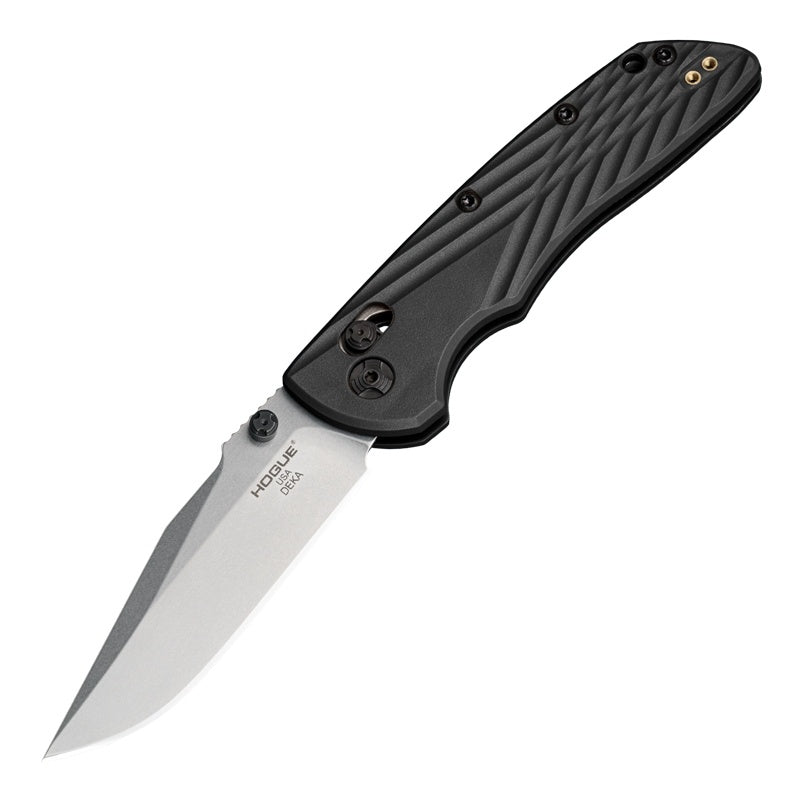 Hogue Deka 24379 clip point folding knife, blade open showing ambidextrous ABLE lock