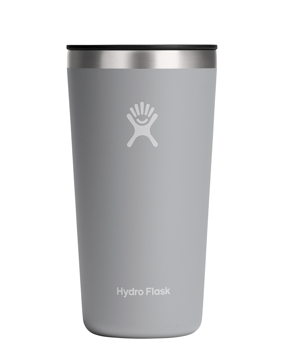 Hydro Flask All Around Insulated Tumbler in gray, perfect for keeping drinks hot or cold with a snug fit lid.