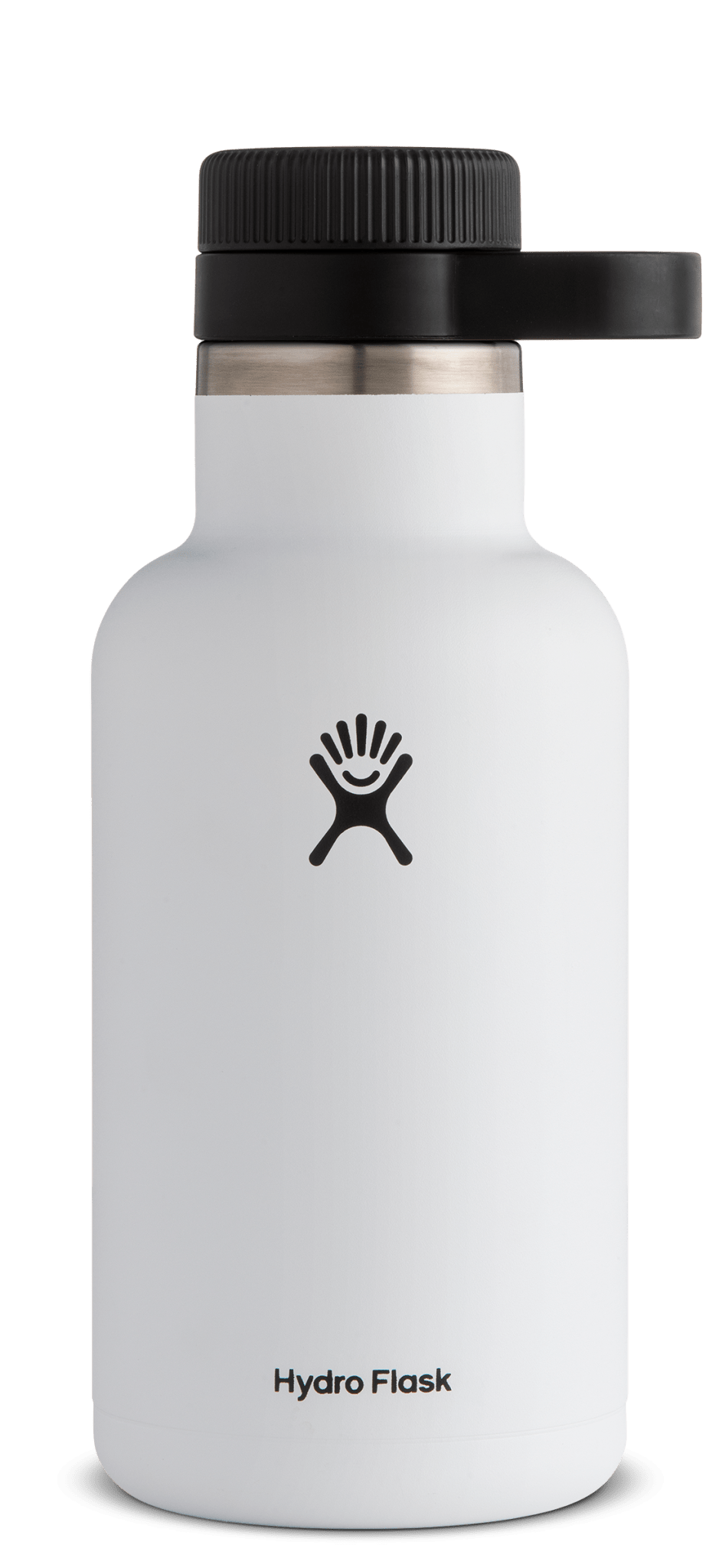 White Hydro Flask insulated beer growler, 64oz, featuring ergonomic handle and TempShield insulation for cold drinks.