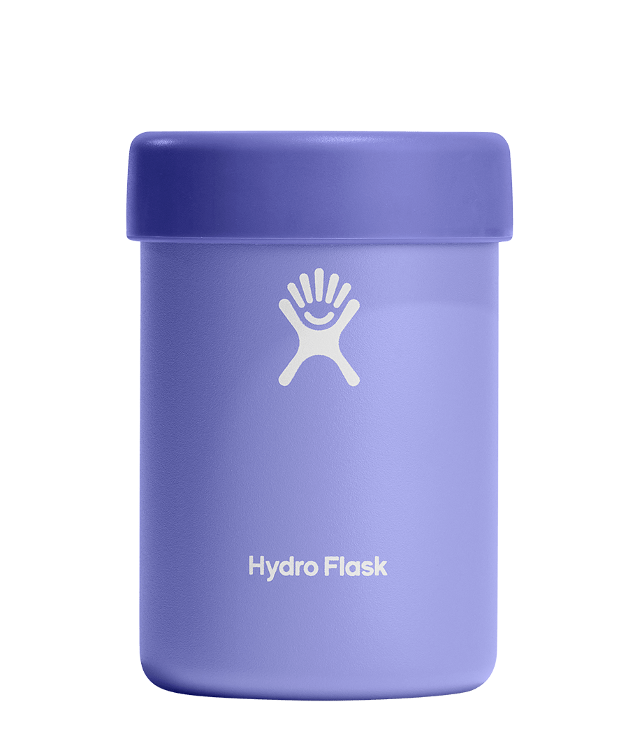 Hydro Flask 12oz insulated cooler cup in lavender color, perfect for keeping drinks cold at parties and picnics.