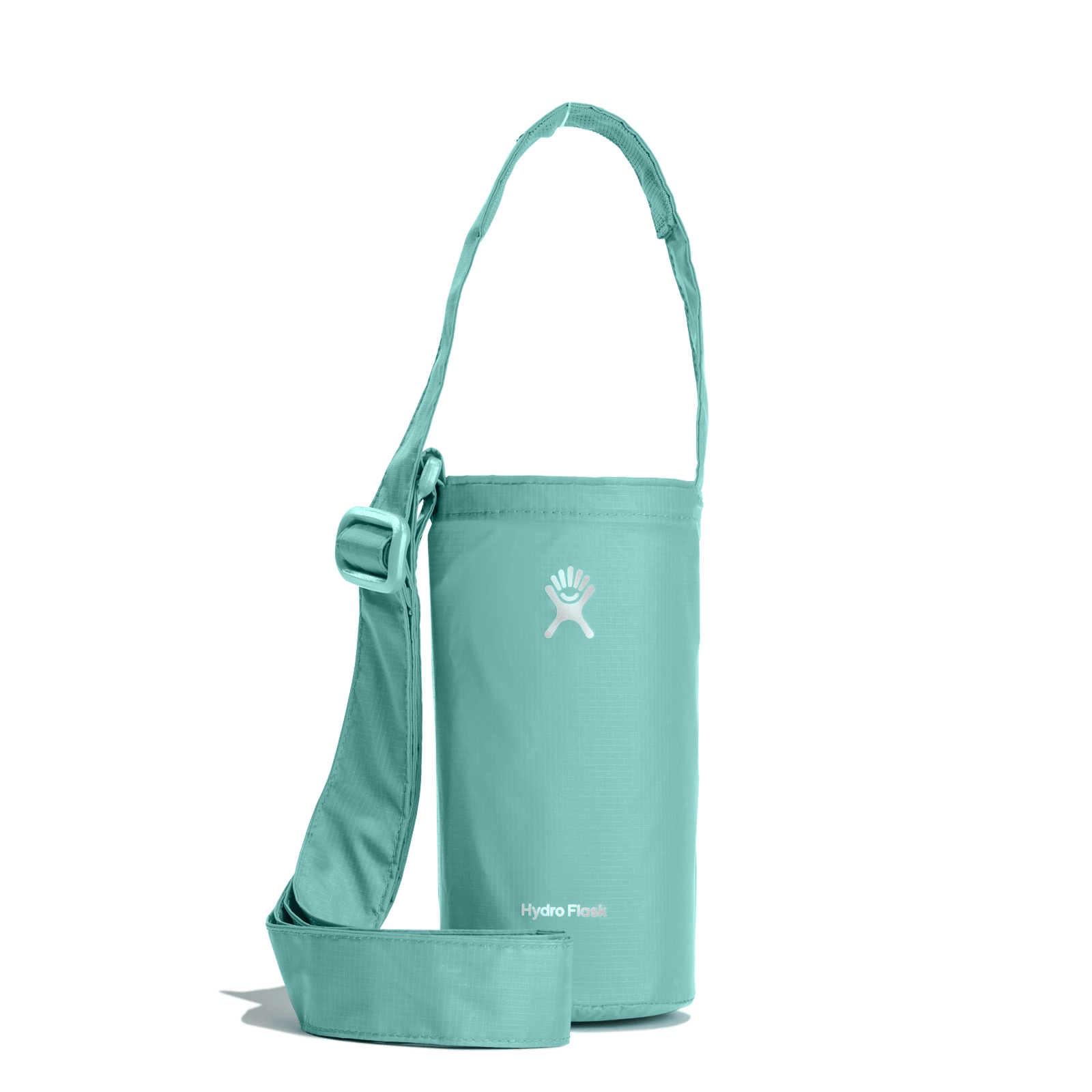 Hydro Flask Packable Bottle Sling in teal, perfect for hands-free hydration on hikes or errands. Fits standard and wide-mouth bottles.
