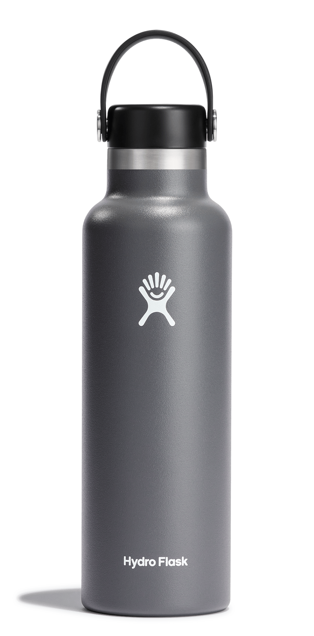 Hydro Flask Standard Mouth Insulated Water Bottle in gray, designed for hydration on the go, featuring a Flex Cap.