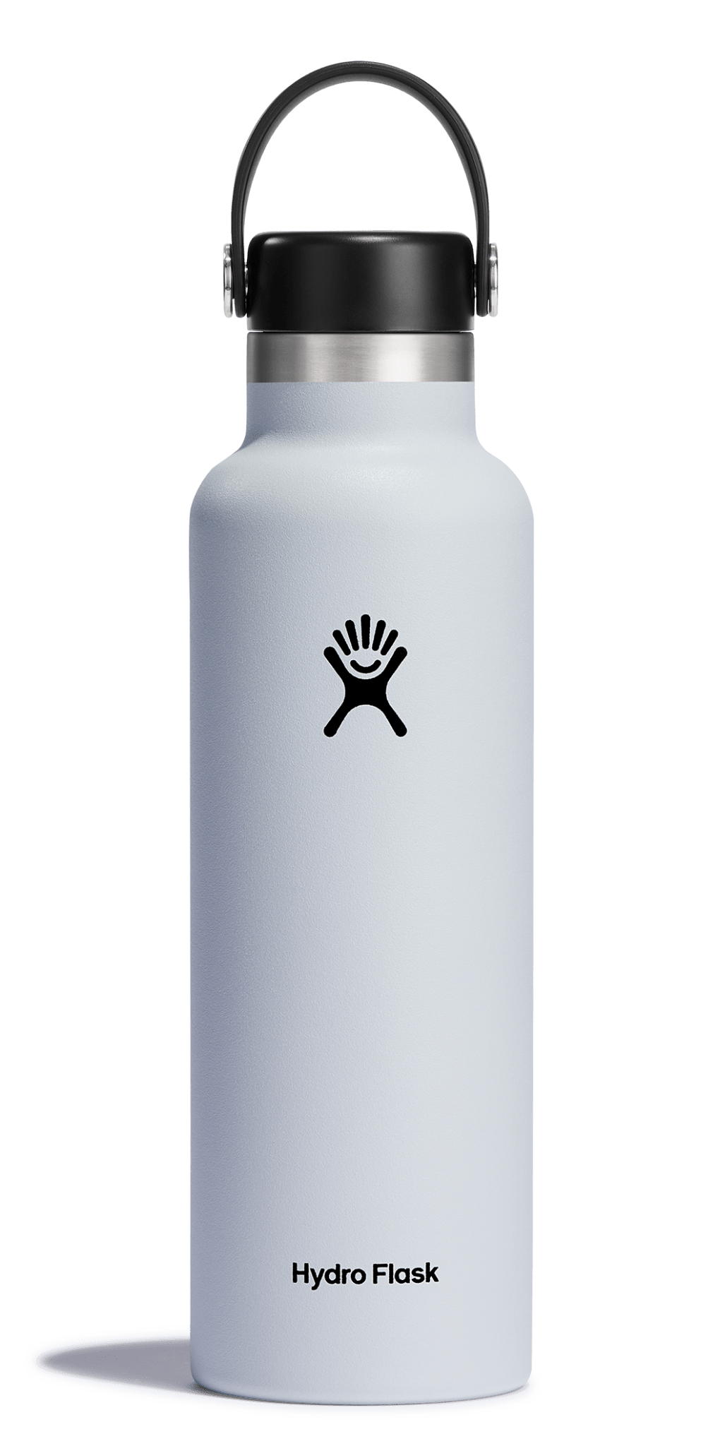 Hydro Flask Standard Mouth Insulated Water Bottle in light blue with Flex Cap, 18oz capacity, designed for hot and cold drinks.