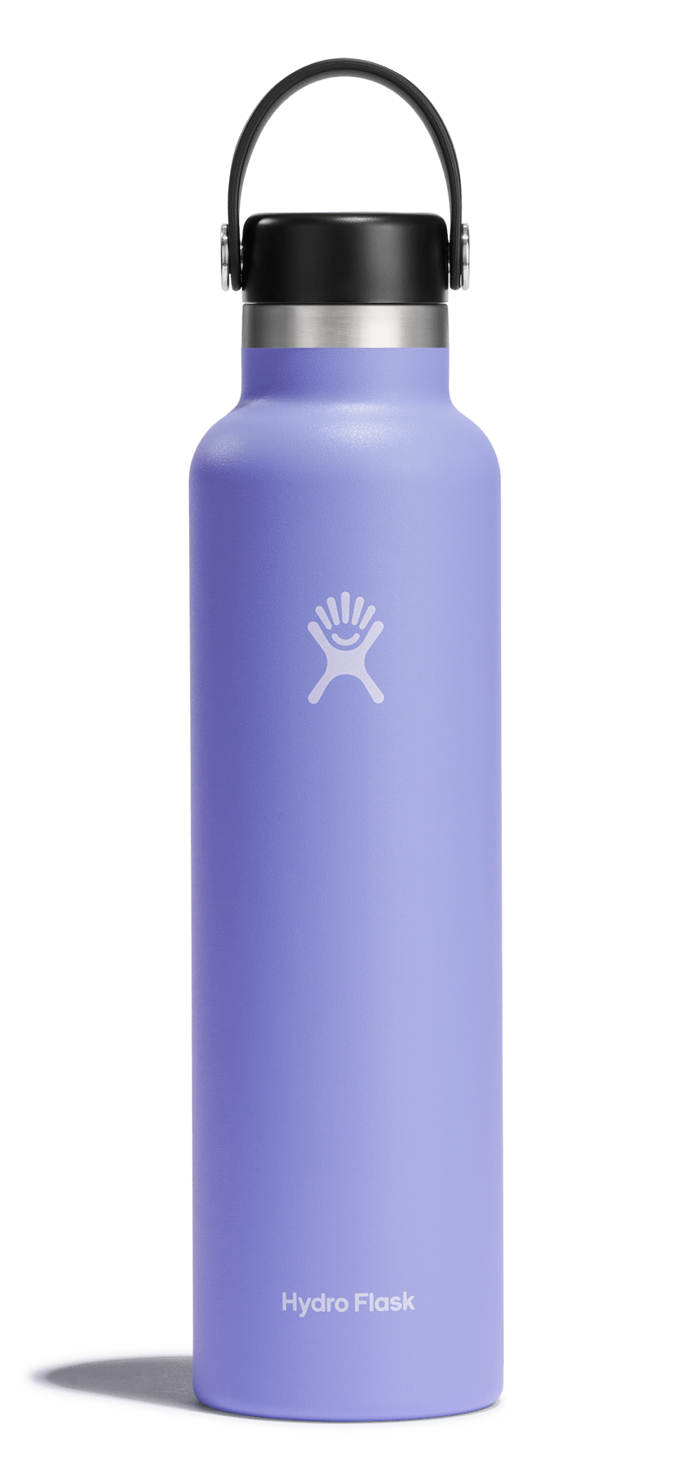 Hydro Flask Standard Mouth Insulated Water Bottle in lavender, 18oz, featuring a Flex Cap for easy carry and hydration.