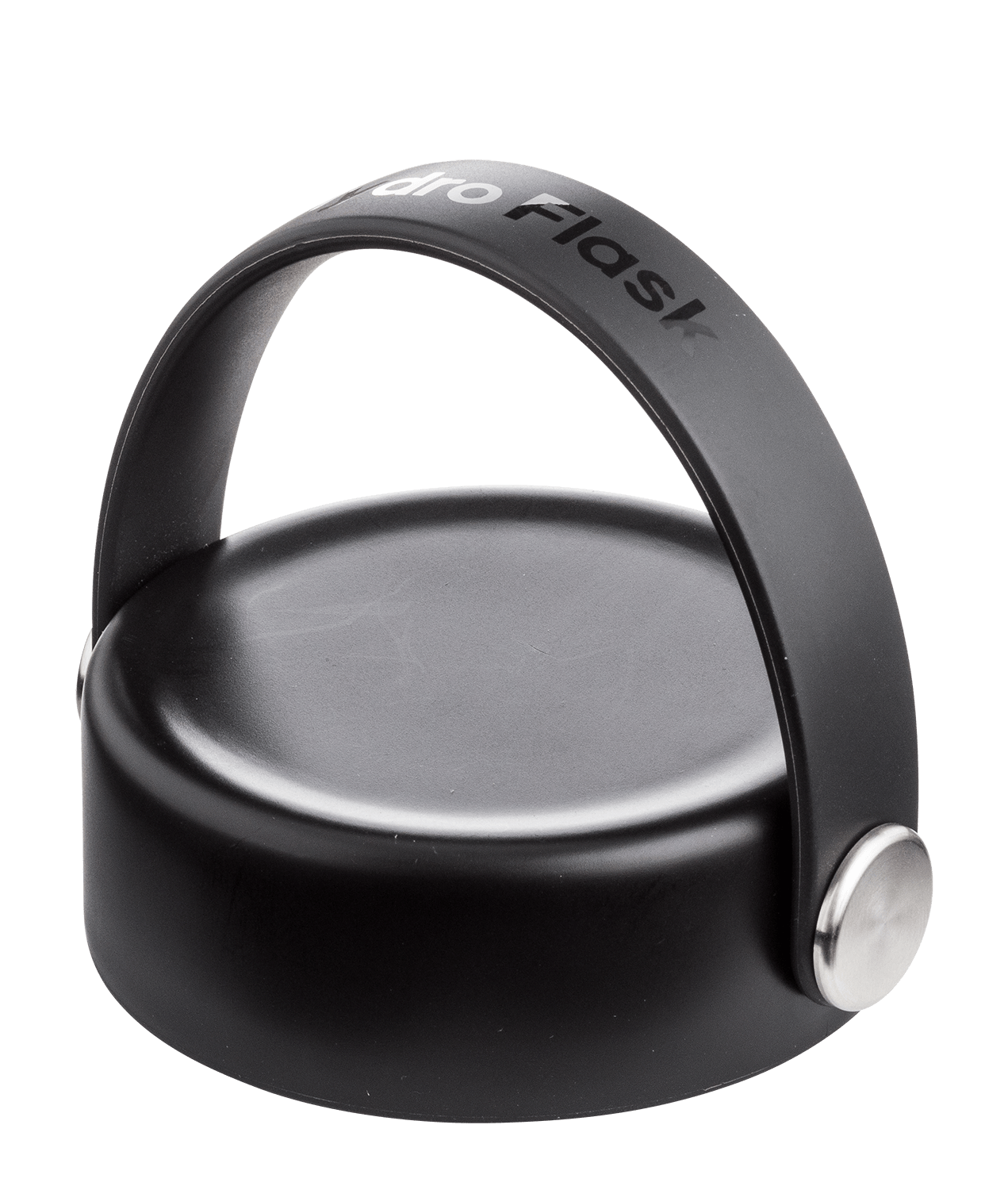Hydro Flask Wide Flex Cap with stainless steel pivots and flexible strap, ideal for easy transport and temperature retention.