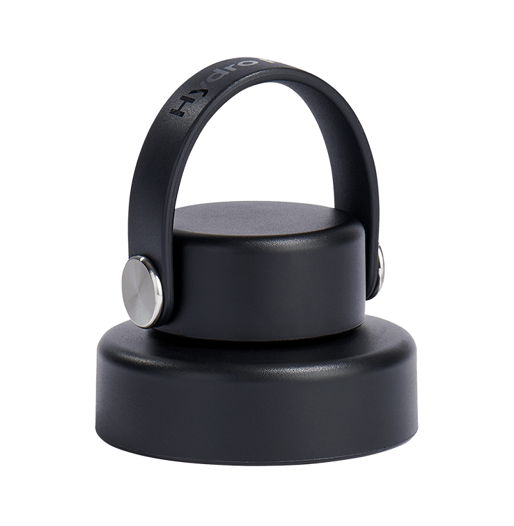 Hydro Flask Wide Flex Chug Cap in black, designed for easy sipping and ice cube accommodation, perfect for hydration on the go.