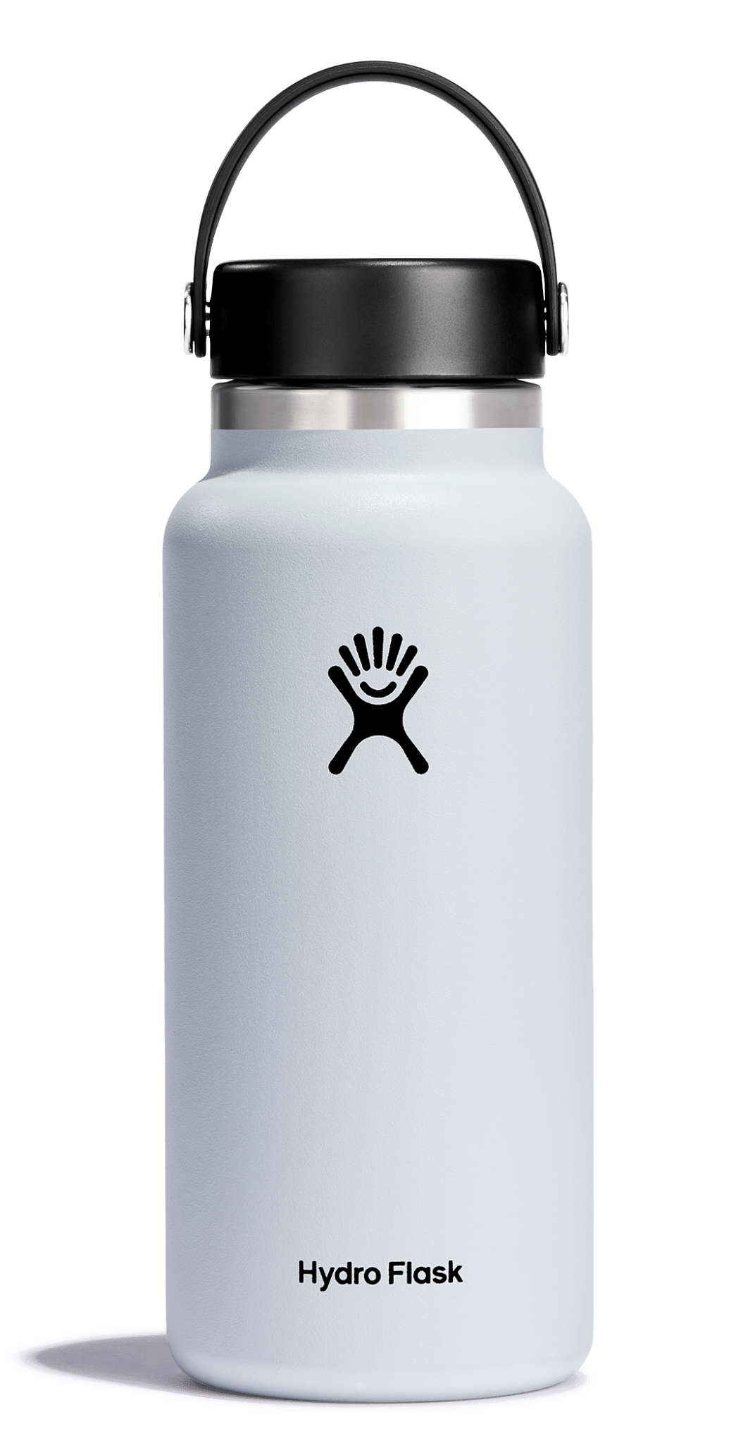 Hydro Flask Wide Mouth Insulated Water Bottle with Flex Cap in light color, ideal for keeping drinks hot or cold.