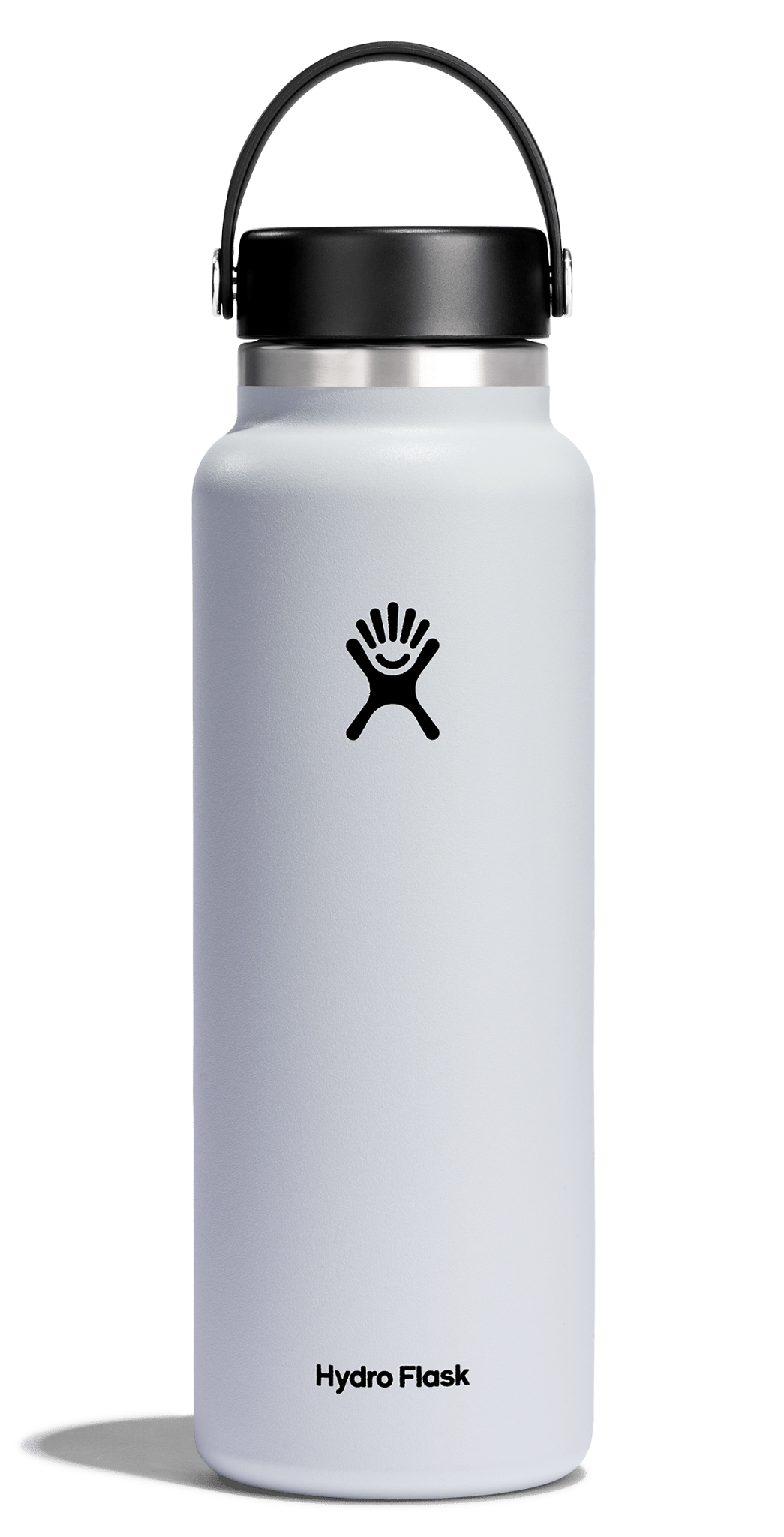 Hydro Flask wide mouth insulated water bottle with flex cap in a sleek design, perfect for keeping drinks cold or hot.