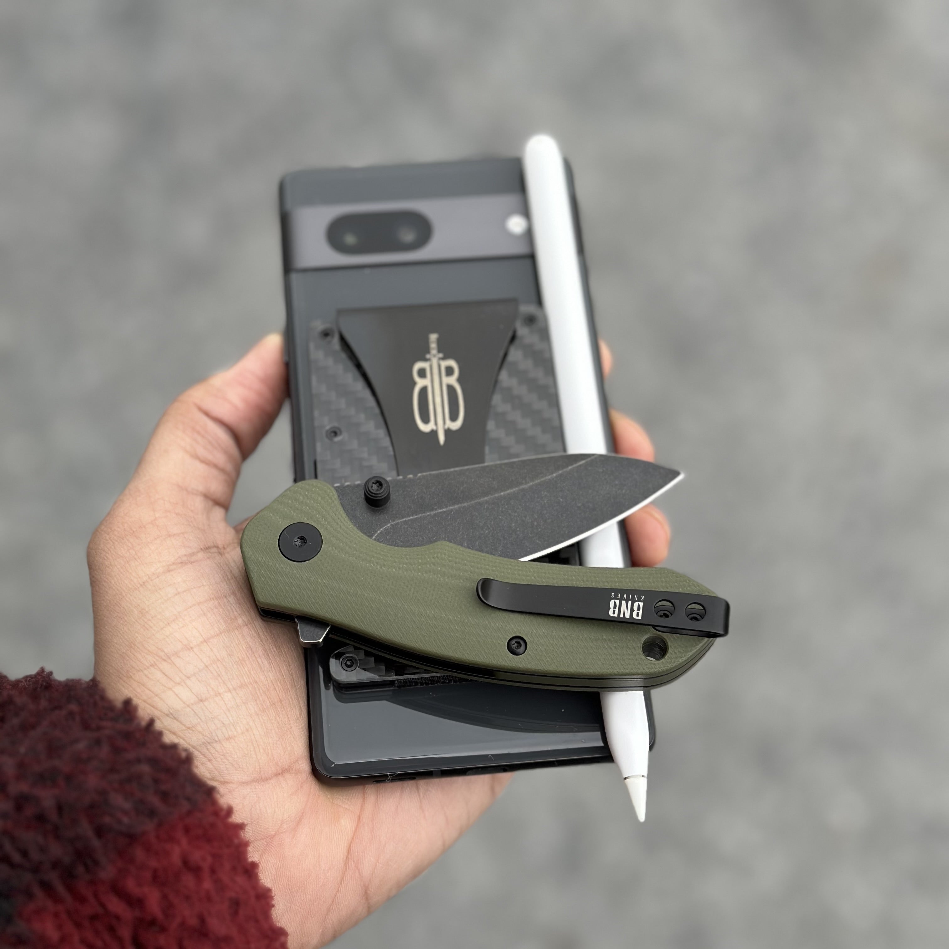 BNB Knives Button Lock Raven Knife (OD Green) BNB2024G