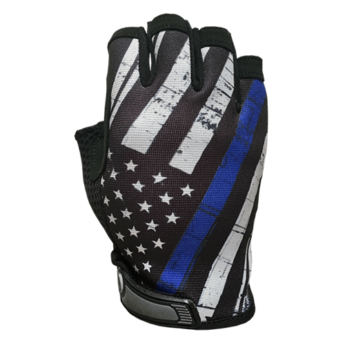 Industrious Handwear Blue Line Flag - Unlined - Half Finger Gloves - WCUniforms