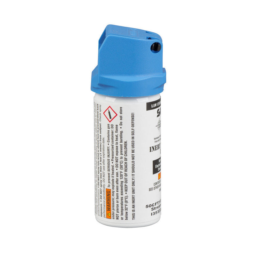 Foam canister with blue top on a white background