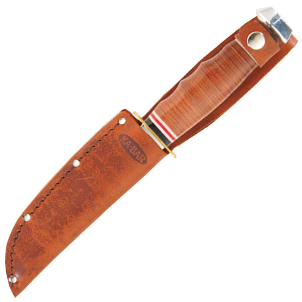 Ka-Bar 4" Sheath Knife Hunter Stacked Leather 1232 - WCUniforms