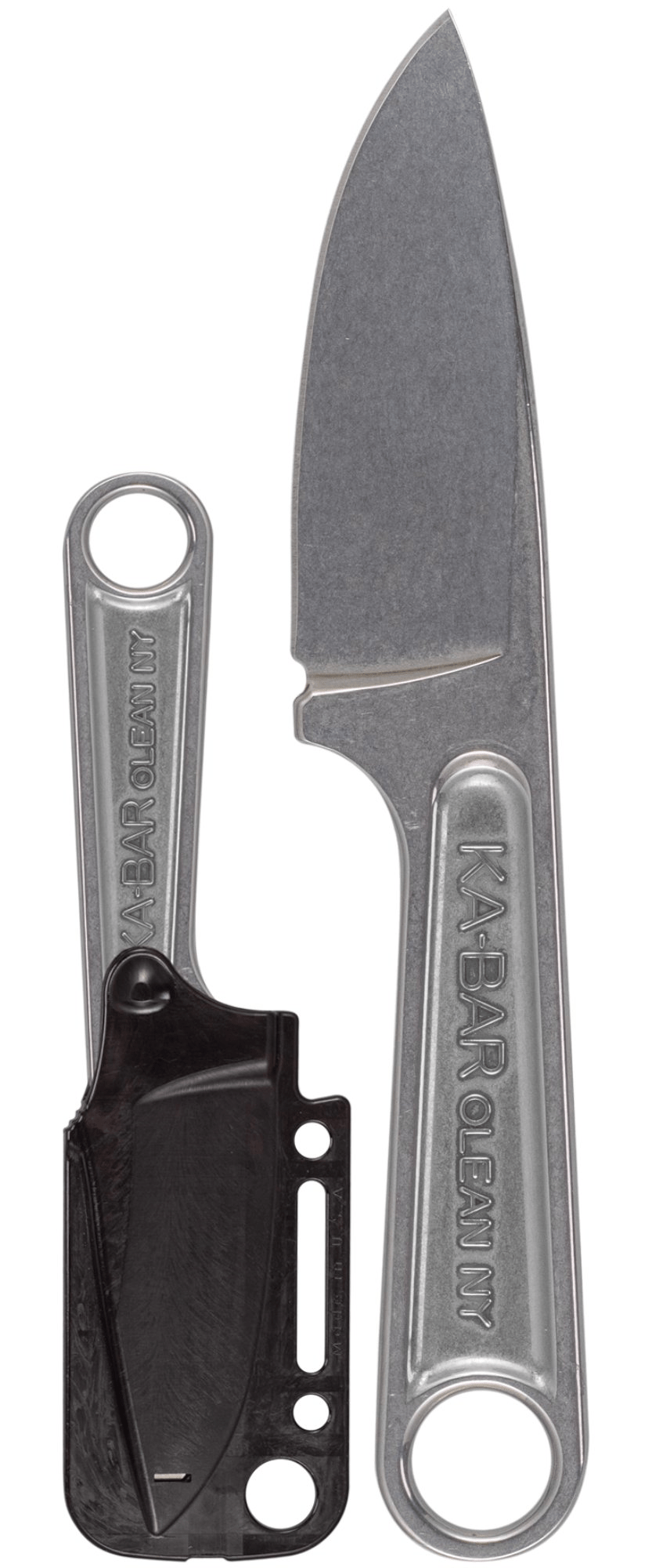 Ka-Bar Forged Wrench Knife with hard plastic sheath, featuring a unique high carbon stainless steel blade.