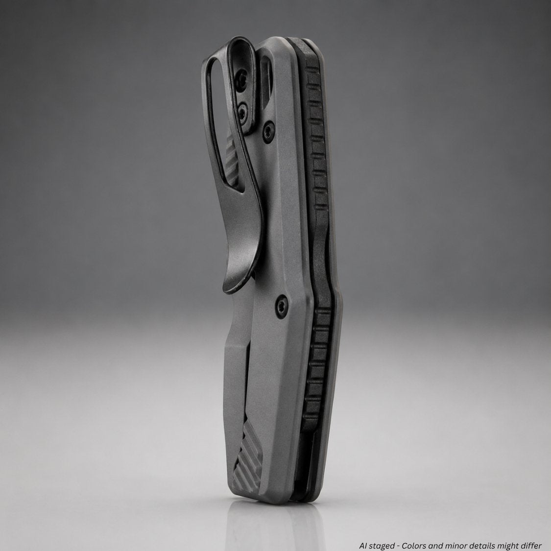 Kershaw Cannonball 2061 folding knife closed, rear side view showing frame lock and custom backspacer