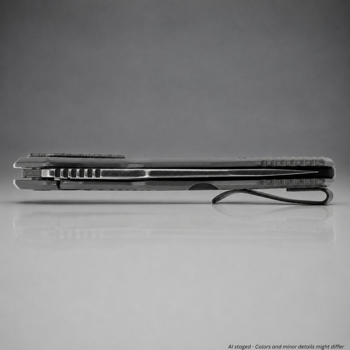 Kershaw Cannonball 2061 folding knife open, side profile view showing blade thickness and handle contour