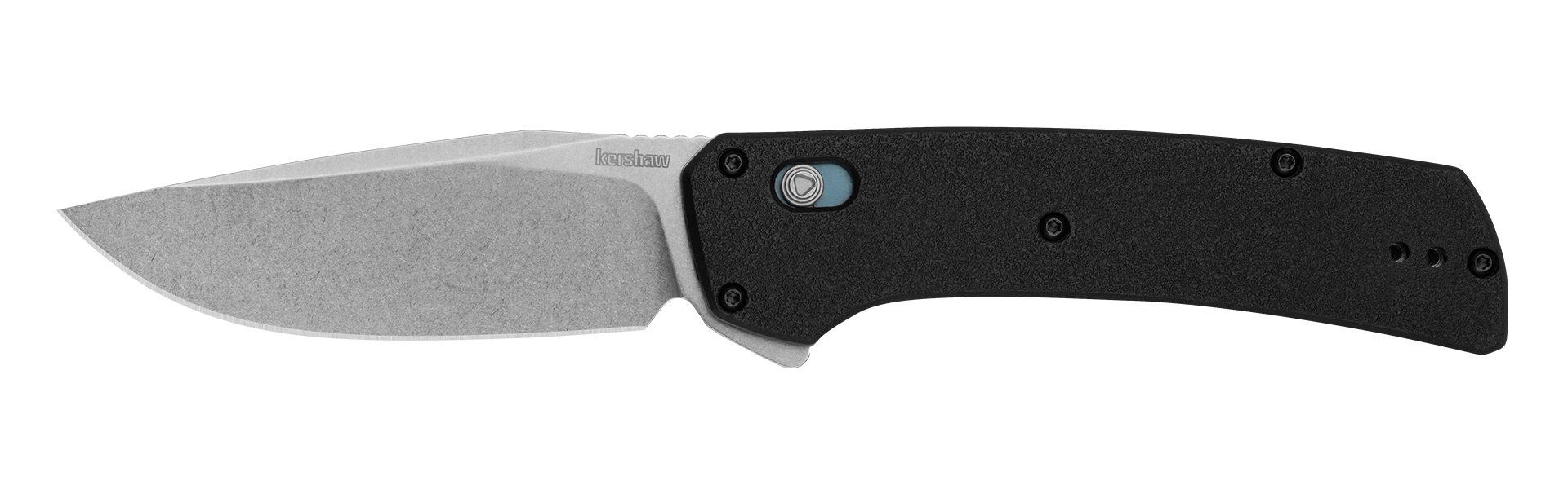 Kershaw LAYUP folding knife with DuraLock, black handle, and sleek stainless steel blade for safe and easy use.