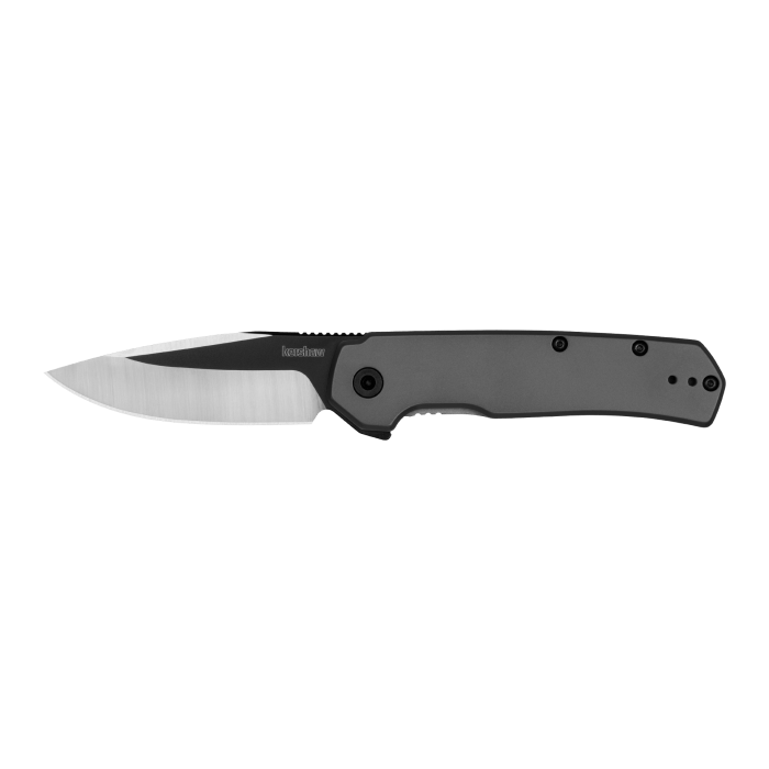 Kershaw THERMAL knife featuring a sleek design, sharp blade, and gray handle for comfortable cutting action.