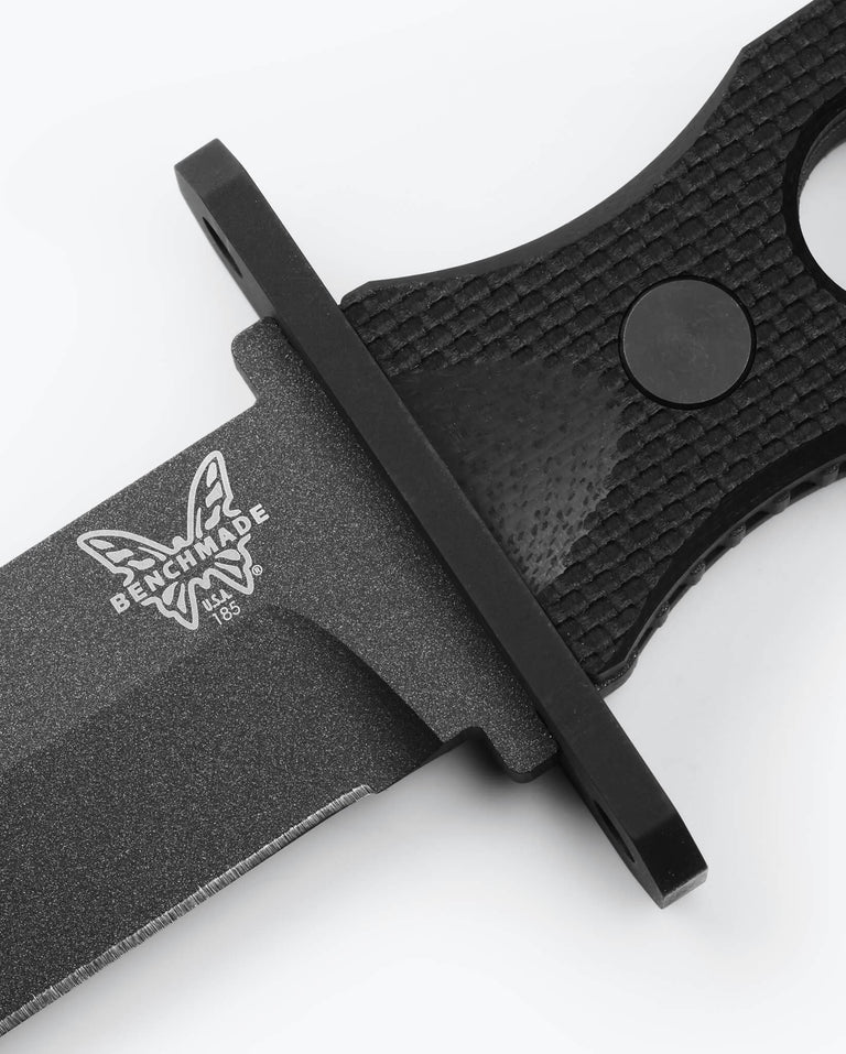 Close-up of a Benchmade knife with a white background