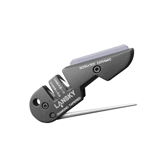 Lansky Blademedic® 4-in-1 Pocket Knife Sharpener PSMED01 - Compact field sharpener for regular, serrated, and guthook blades


