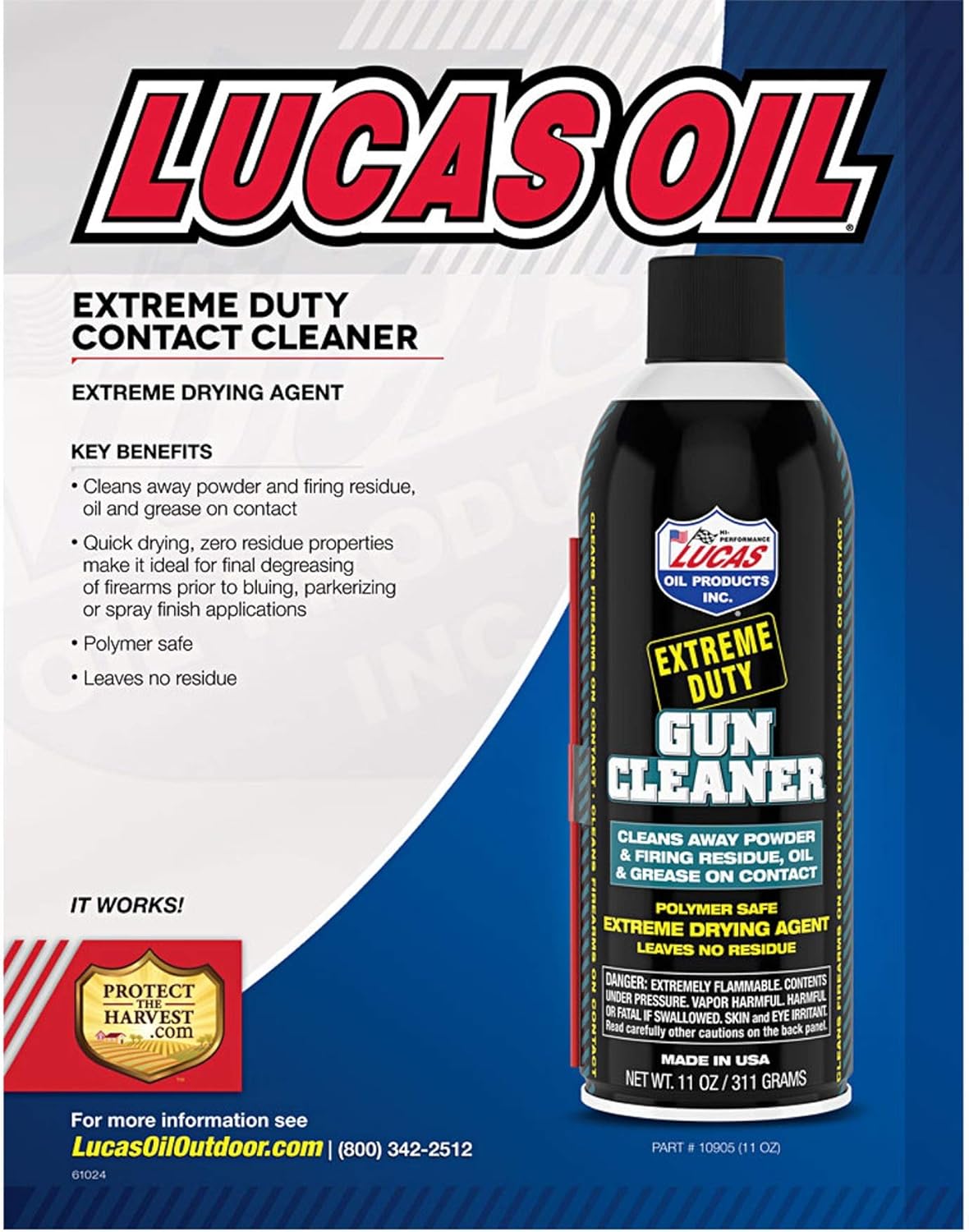 Lucas Oil Extreme Duty Gun Cleaner - 11 oz. Aerosol | 10905 - WCUniforms