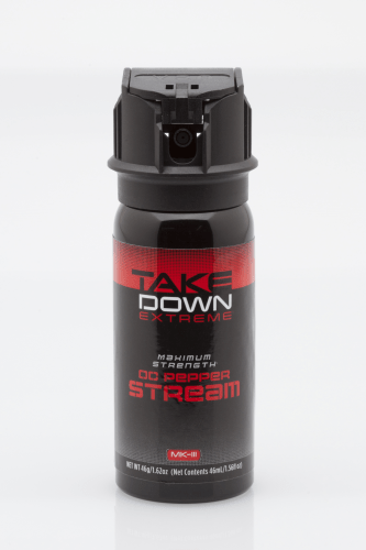 MACE MK-III Take Down Extreme OC Pepper Spray for maximum strength self-defense, in a compact spray canister.