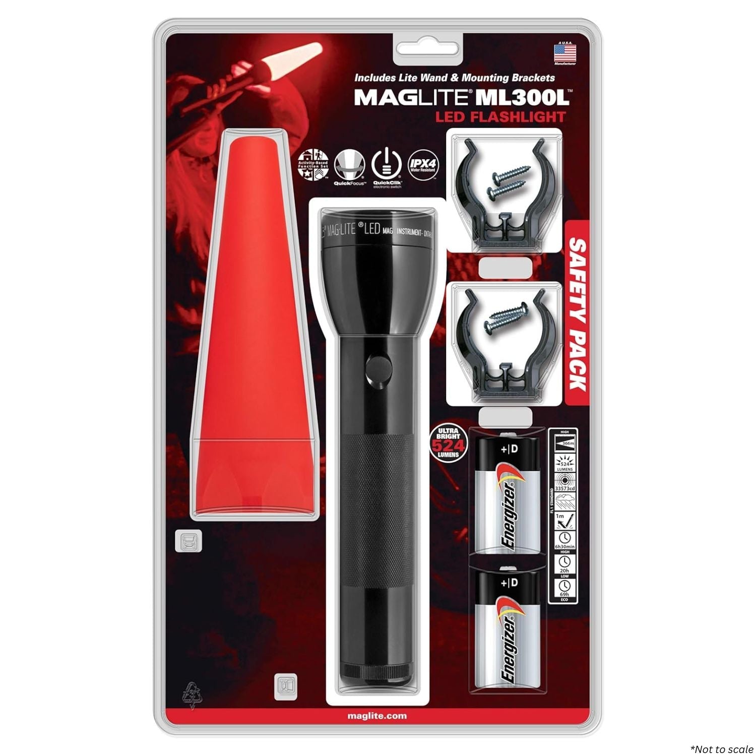 Maglite Mag LED ML300L 2D Flashlight Safety Pack ML300L-I201G - WCUniforms